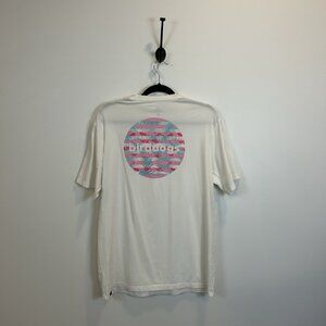BirdDogs White Tropical Logo Graphic Casual Short Sleeve TShirt Size XL